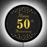 Elegant Happy 50th Anniversary on Black LED Sign<br><div class="desc">Modern elegant Happy 50th Anniversary on black Illuminated sign. Text can be personalized for other events.</div>