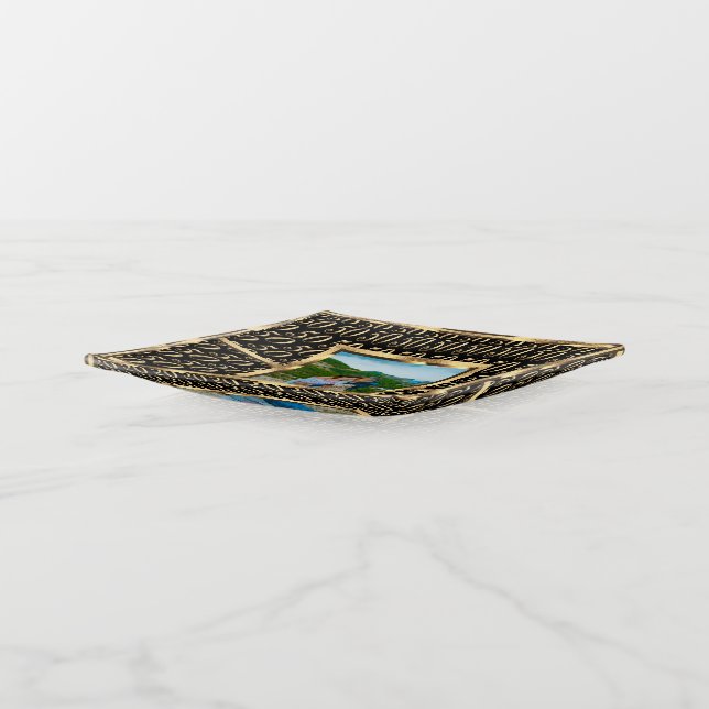 Elegant Happy 50th Anniversary Trinket Tray (Angled)