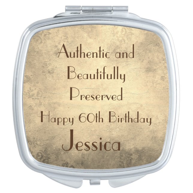 Elegant Happy 60th Birthday keepsake Compact Mirror (Front)