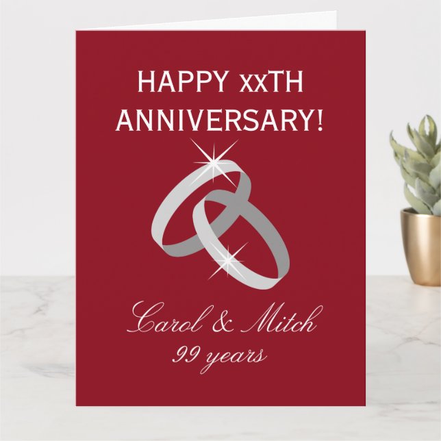 Elegant Happy Anniversary greeting card with rings (Small Plant)