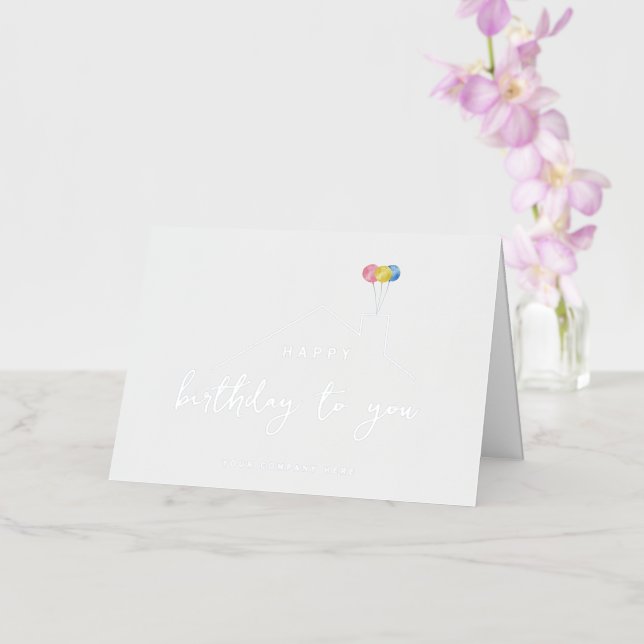 Elegant Happy Birthday Balloons Real Estate Foil Greeting Card (Orchid)