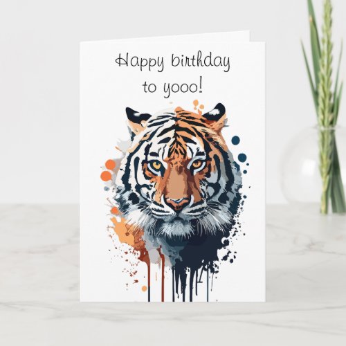 Elegant happy birthday card for son Tiger 