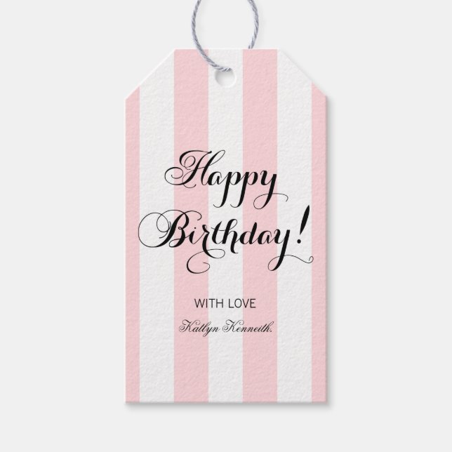Elegant Happy Birthday Gift Tags (Front)