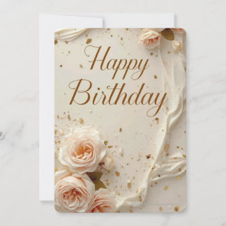 Elegant Happy Birthday Greeting Card | Luxury Whit