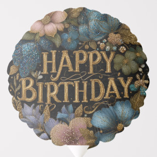 Elegant Happy Birthday greeting with golden text Balloon