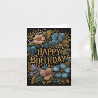 Elegant Happy Birthday greeting with golden text Holiday Card