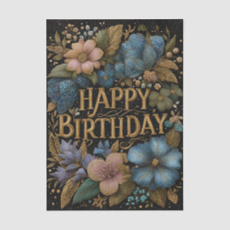 Elegant Happy Birthday greeting with golden text Tissue Paper
