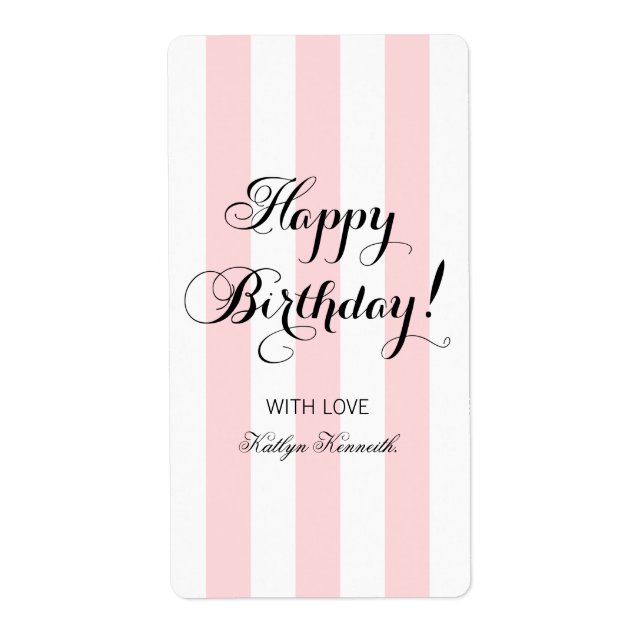 Elegant Happy Birthday Label (Front)
