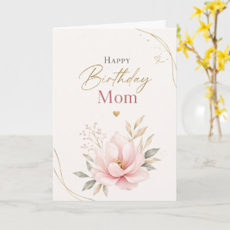 Elegant Happy Birthday Mom Greeting Card
