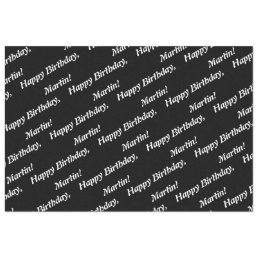 Elegant Happy Birthday Name Black Tissue Paper