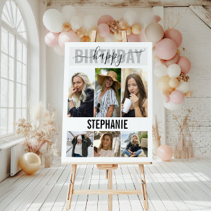Elegant Happy Birthday Photo Collage Greeting Foam Board