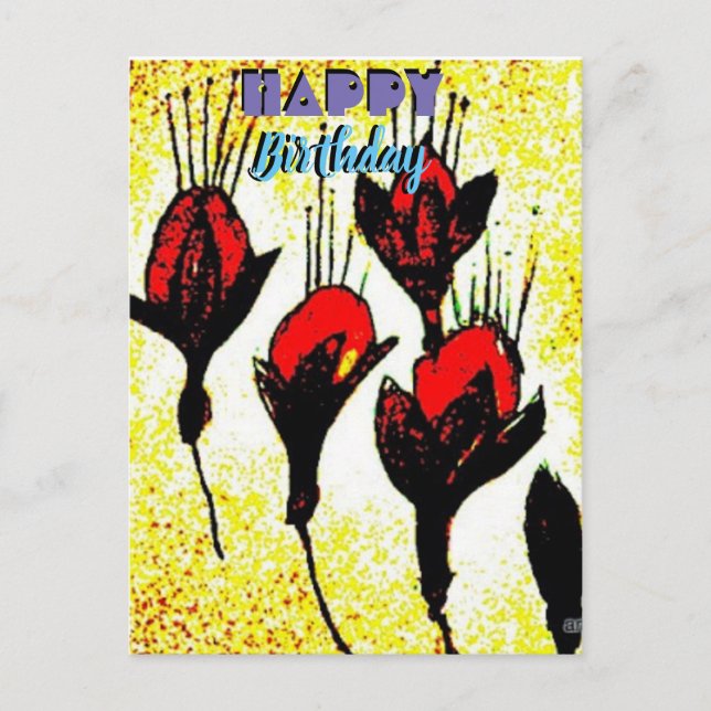 Elegant Happy Birthday Postcard (Front)