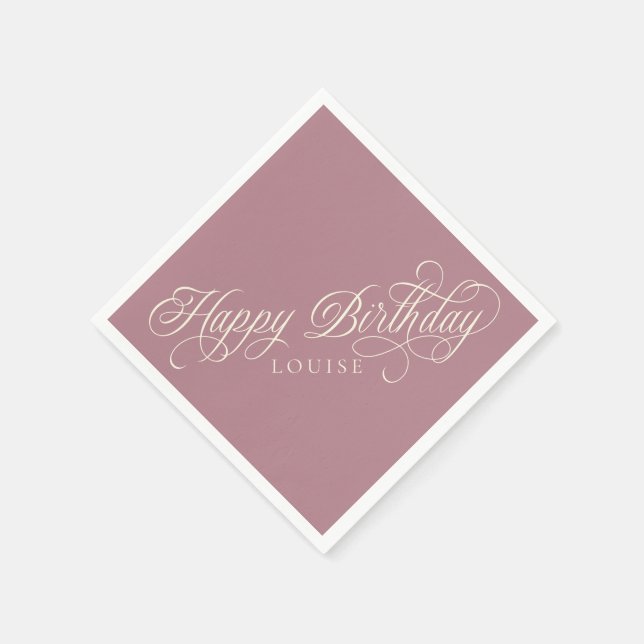 Elegant Happy Birthday script custom  Napkins (Corner)