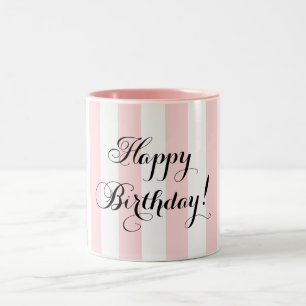Elegant Happy Birthday Two-Tone Coffee Mug