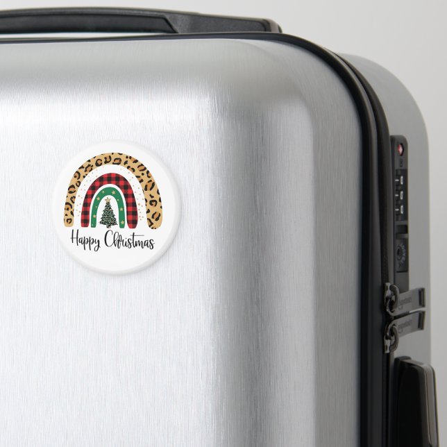 Elegant Happy Christmas Text Art Tree Magnet (In Situ (Luggage))