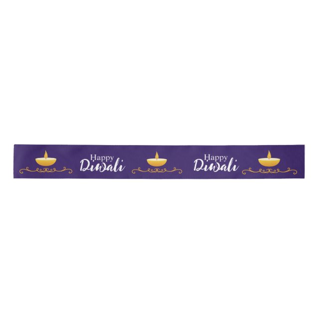 Elegant Happy Diwali Custom Satin Ribbon (Front)