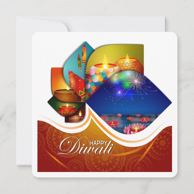 Elegant Happy Diwali Festival Greetings Card (Front)