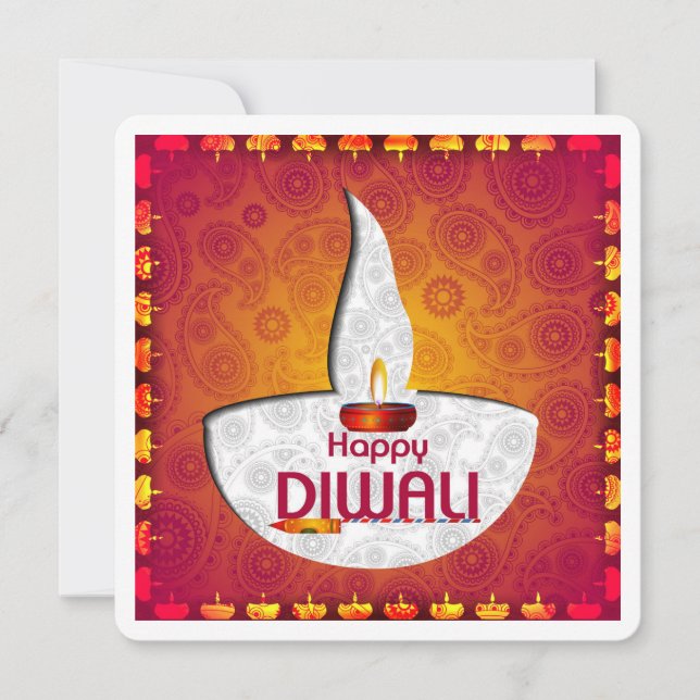 Elegant Happy Diwali Festival Greetings Card (Front)