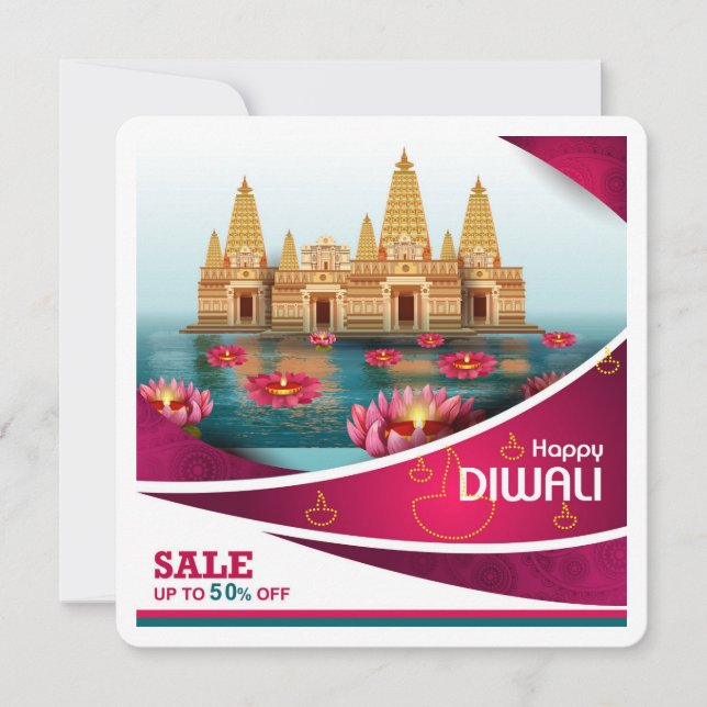 Elegant Happy Diwali Festival Greetings Card (Front)