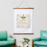 Elegant Happy Diwali Gold &amp; Black Wall Tapestry