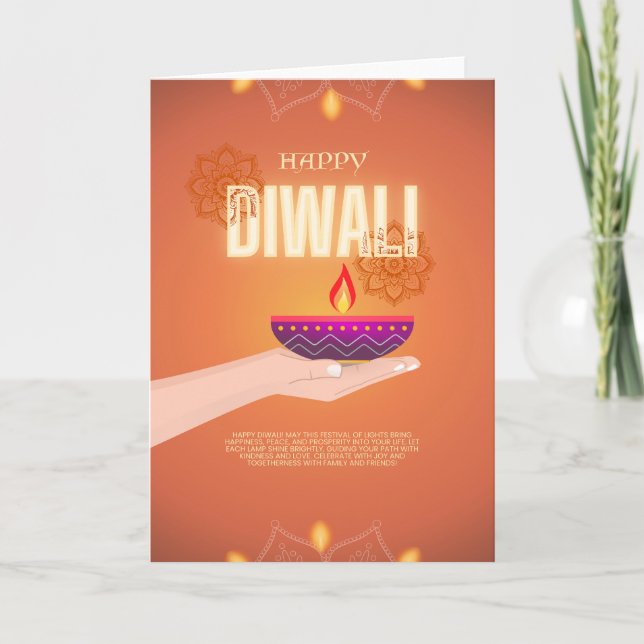 Elegant Happy Diwali Greeting Card (Front)