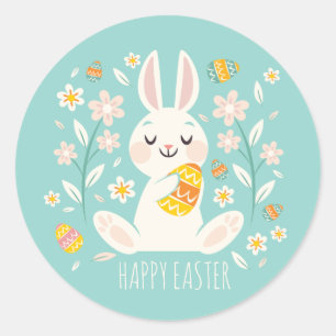 Elegant Happy Easter Bunny   Sticker Seal