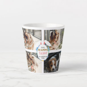 Elegant happy Easter Ears Eggs Family Four photo Latte Mug