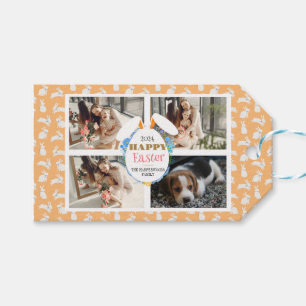 Elegant happy Easter Ears Eggs Family photo Gift Tags