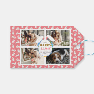 Elegant happy Easter Ears Eggs Family photo Gift Tags