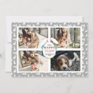 Elegant happy Easter Ears Eggs Family photo Holiday Card