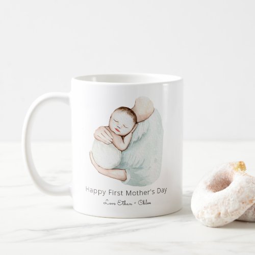 Elegant Happy First Mothers Day Cute Watercolor Coffee Mug