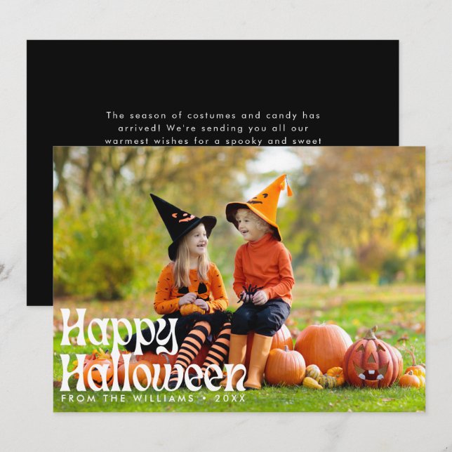 Elegant Happy Halloween Photo Halloween  Card (Front/Back)