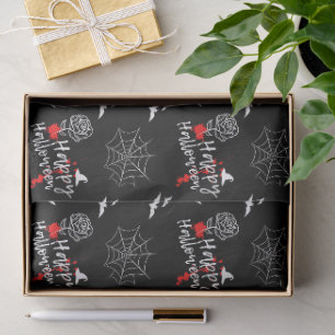 Elegant Happy Halloween Rose & Bats Tissue Paper