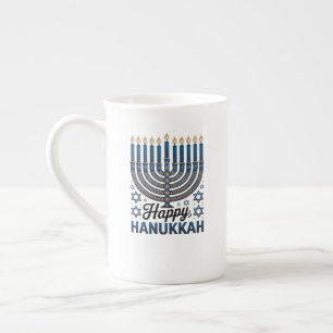 Elegant Happy Hanukka-Jewish Holiday Art Bone China Mug