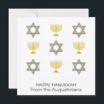 Elegant Happy Hanukkah Holiday Card<br><div class="desc">Elegant HAPPY HANUKKAH holiday greeting card, showing faux gold and silver STAR OF DAVID and MENORAH in a tiled pattern. Text reads HAPPY HANUKKAH with a placeholder name, and is CUSTOMIZABLE, so you can PERSONALIZE it by adding your name or other text. You can also personalize your message on the...</div>