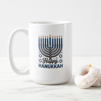 Elegant Happy Hanukkah Jewish Holiday Art Coffee Mug
