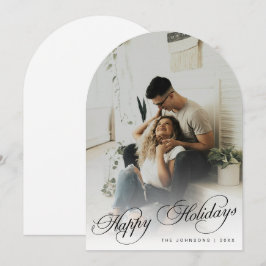Elegant Happy Holidays Arch Photo Christmas Card