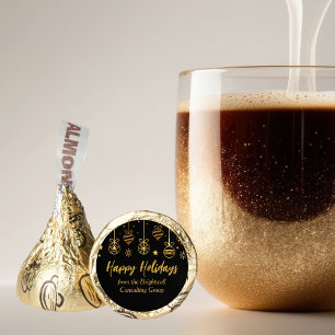 Elegant Happy Holidays Black Gold Custom Party Hershey®'s Kisses®