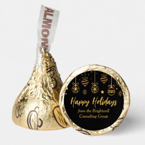 Elegant Happy Holidays Black Gold Custom Party Hersheys Kisses