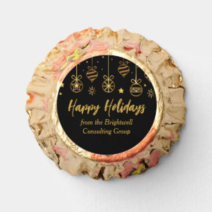 Elegant Happy Holidays Black Gold Custom Party Reese's Peanut Butter Cups
