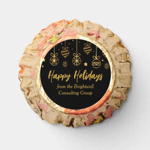 Elegant Happy Holidays Black Gold Custom Party Reeses Peanut Butter Cups