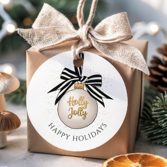 Elegant Happy Holidays Christmas Bauble