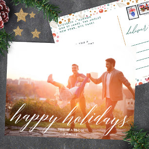 Elegant Happy Holidays Christmas Photo Holiday Postcard