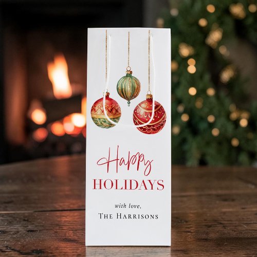 Elegant Happy Holidays Christmas Wine Gift Bag