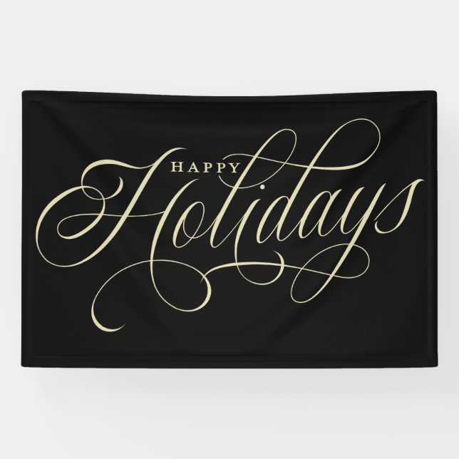 Elegant Happy Holidays script  Banner (Horizontal)
