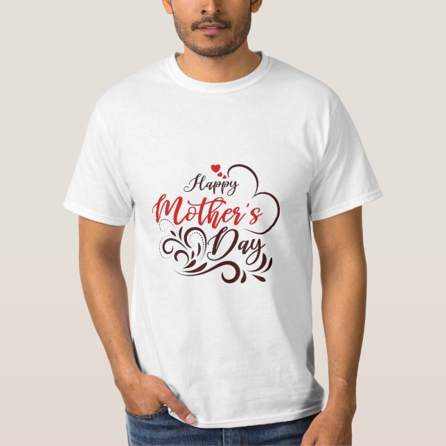 Elegant Happy Mother’s Day Floral Heart Tee (Front)
