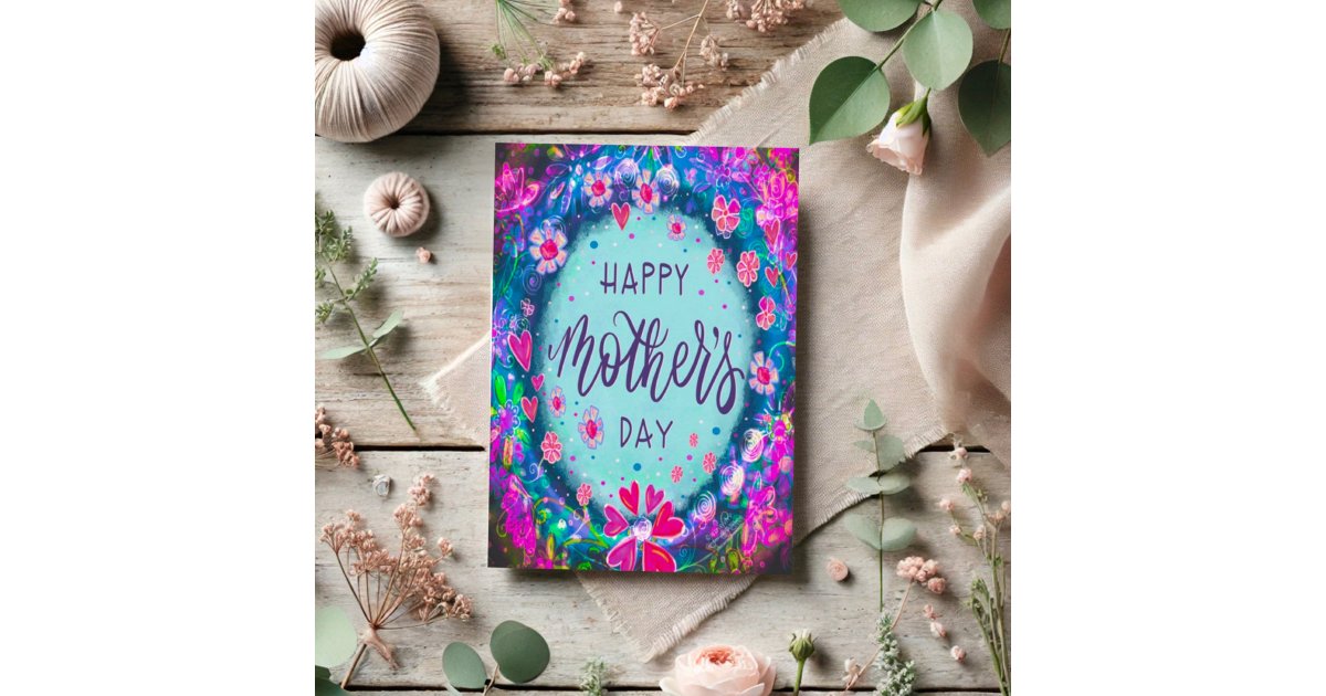 Elegant Happy Mother’s Day Floral Pretty Blue Card | Zazzle