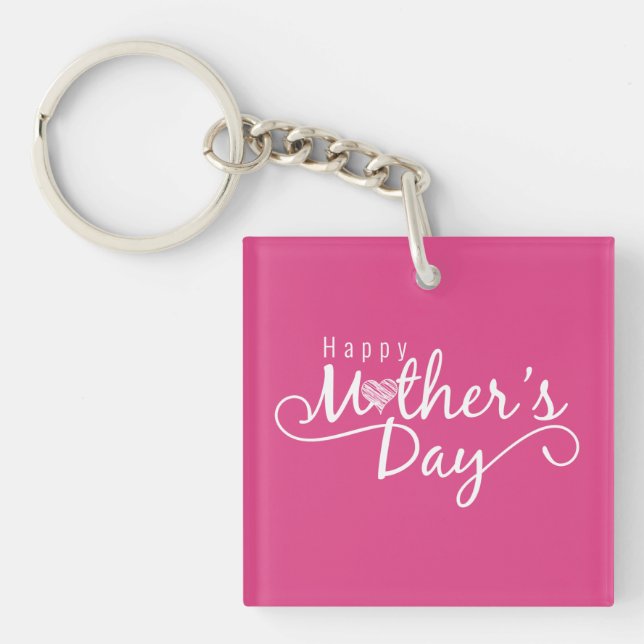 Elegant Happy Mother's Day Calligraphy | Keychain (Front)