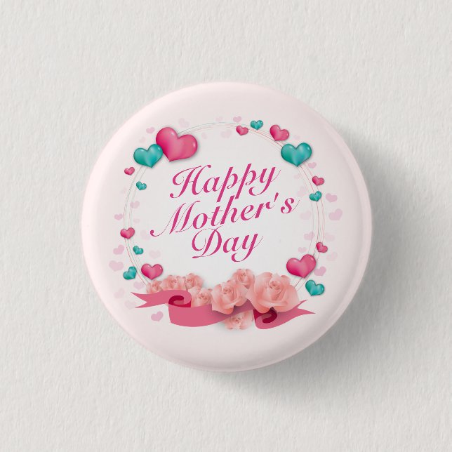 Elegant Happy Mother's Day Candy Hearts Button (Front)