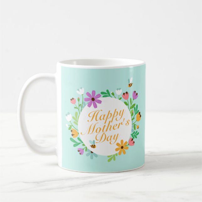 Elegant Happy Mother's Day Floral | Classic Mug (Left)